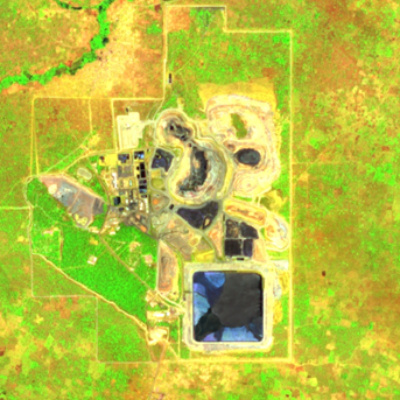 Satellite view of mine and ponds.