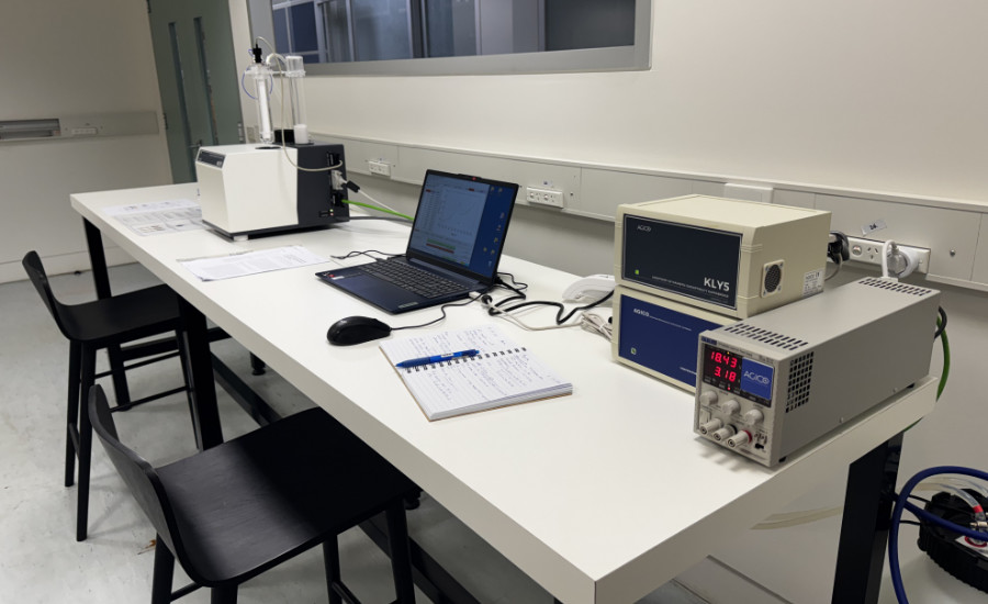Instruments on a lab bench.
