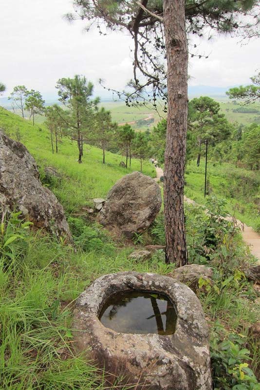 Phou Kheng quarry site located near the Plain of Jars in Laos. From here, carved jars were transported more than 8km to Site 1
