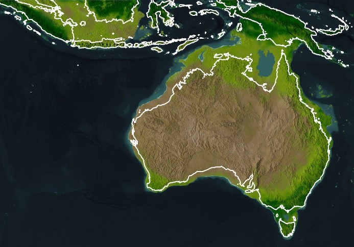 Satellite image showing Australia and part of Papua New Guinea measuring atmospheric circulation.